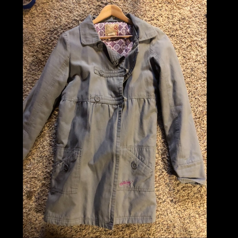 Billabong Grey Trench Coat | juniors size L